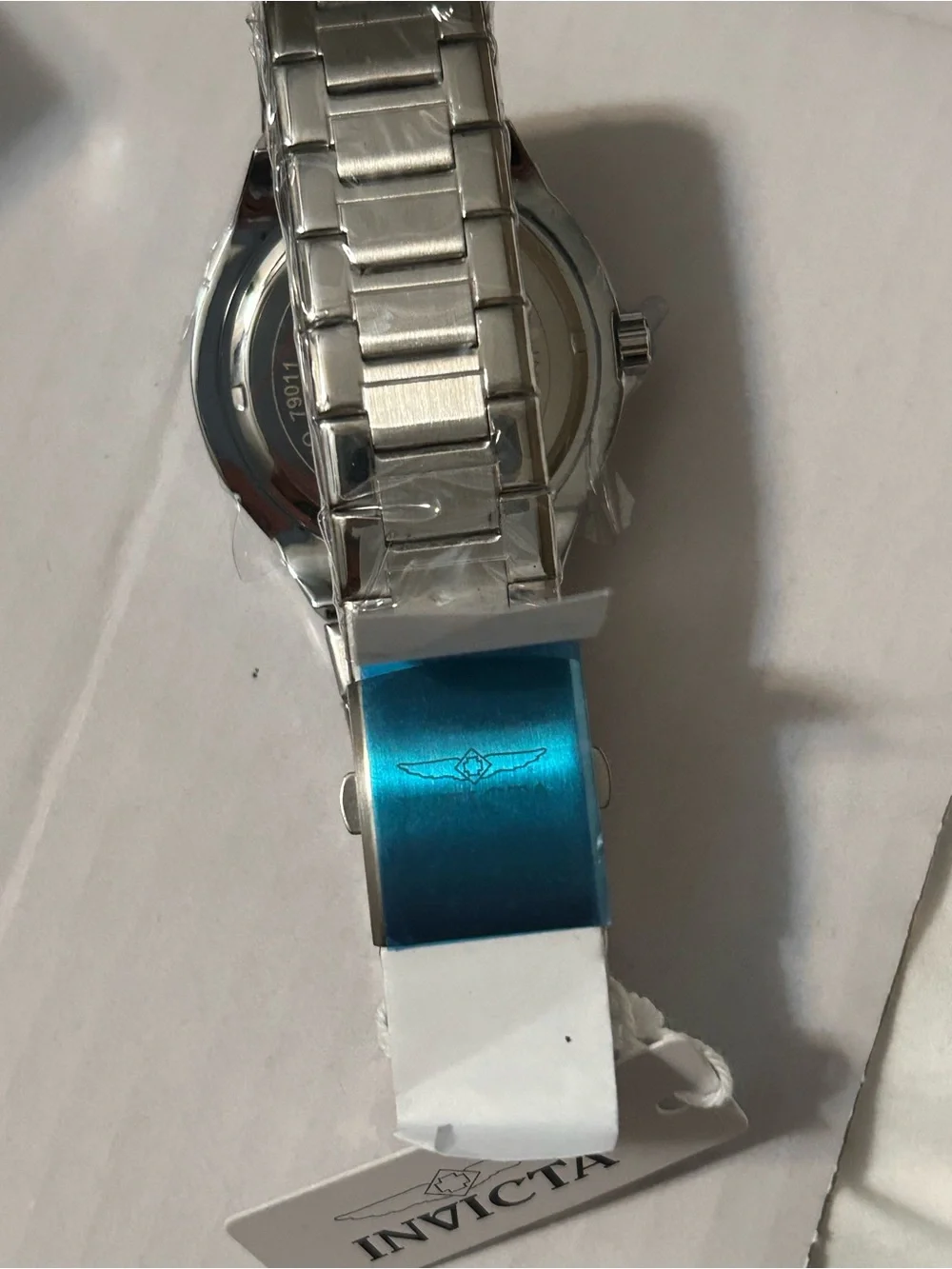 Invicta Silver Stainless Steel Skeleton Dial Watch with Yellow Box
